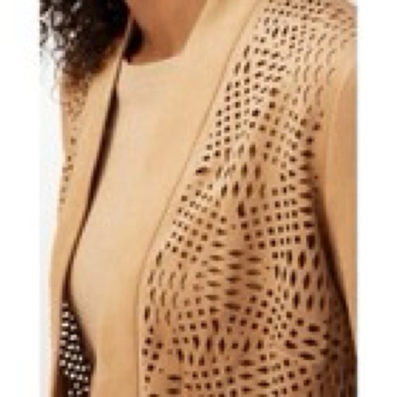 Chico’s Easy Faux Suede Perforated Jacket in Arabian Camel - Picture 2 of 15